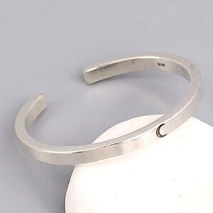 925 Sterling Silver Silver Cuff Bracelet Celestial Moon for Night Minimalist